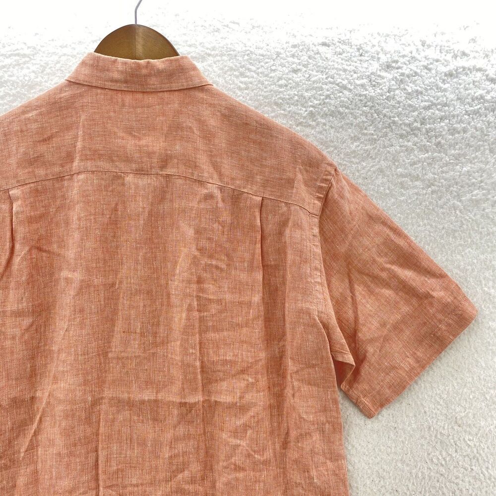 Jos A Bank Linen Shirt Men's Medium Pink Short Sleeve Summer Comfort Button Up - Picture 9 of 16